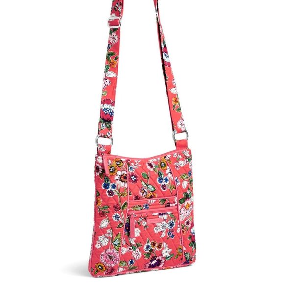 Vera Bradley Mini Hobo Hipster Shoulder Crossbody Bag Purse Coral Floral Spring - Picture 4 of 8